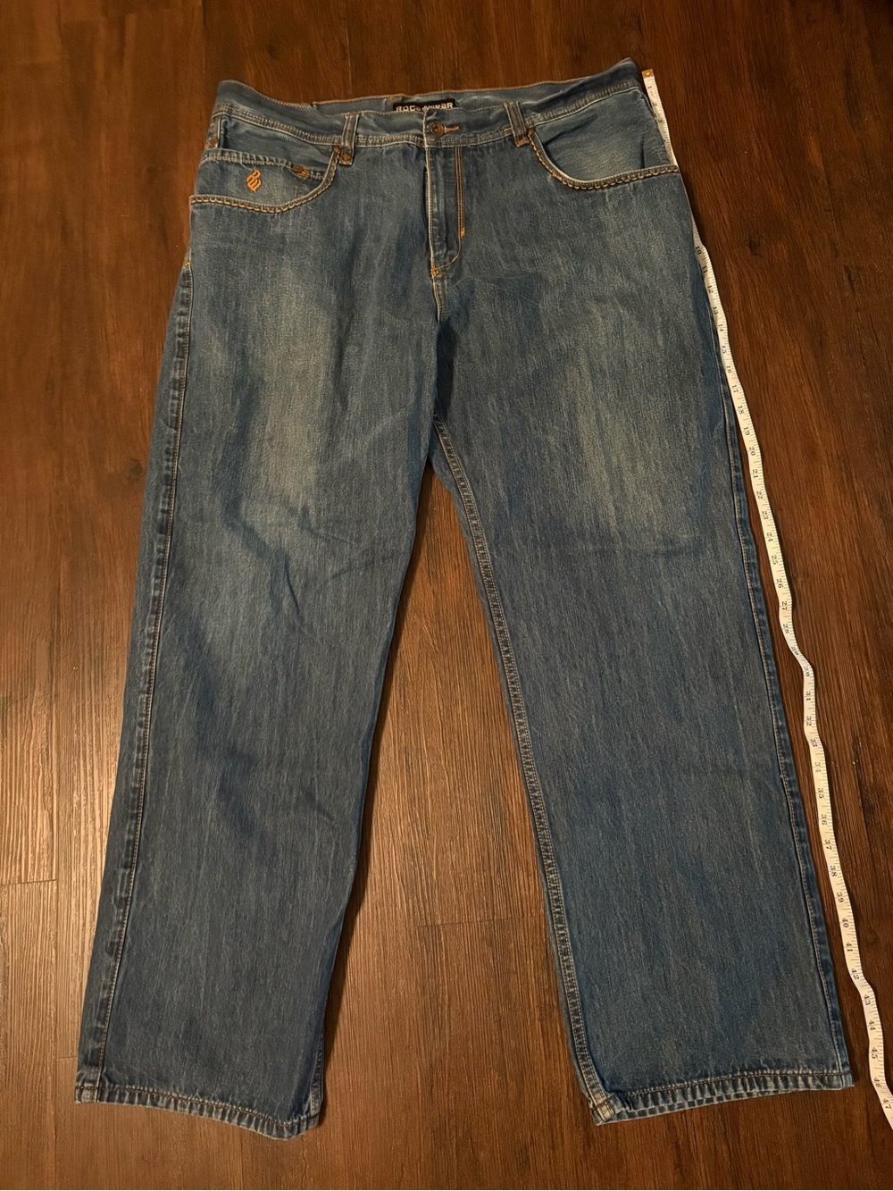 Rocawear Men’s Mid-Blue Relaxed Fit Jeans